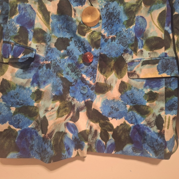 Dries Van Noten Blue 'Bowy Floral Print'  Women's Twill Blazer Size 44 - Picture 10 of 13